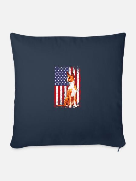basenji american flag, basenji - Sofakissenbezug 45 x 45 cm - Navy