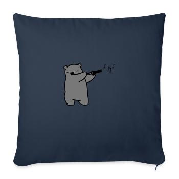 bear plays flute - Sofa pillowcase 17,3'' x 17,3'' (45 x 45 cm) - navy - Front
