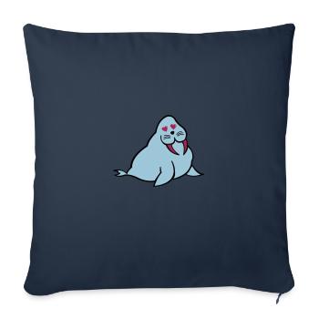 seehund verliebt - Sofakissenbezug 45 x 45 cm - Navy - Vorne