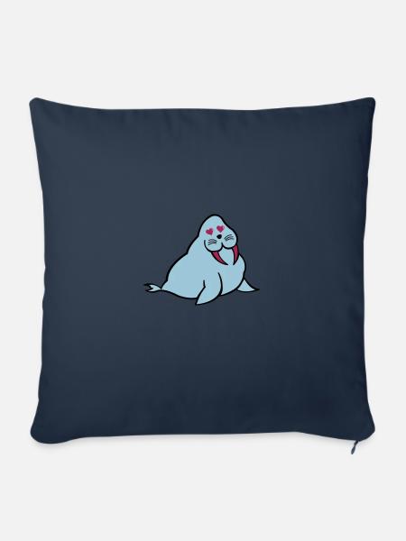 seehund verliebt - Sofakissenbezug 45 x 45 cm - Navy