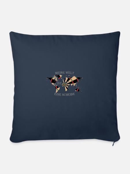 Meine Welt ist eine Scheibe Dart spielen; darten - Sofakissenbezug 45 x 45 cm - Navy
