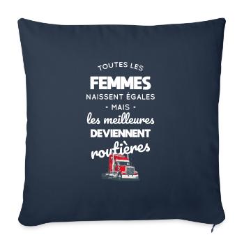 Femmes égales les meilleures deviennent routières - Housse de coussin décorative 45 x 45 cm - bleu marine - Devant