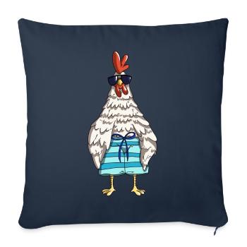 Funny rooster chickens and chicken design in the barn - Sofa pillowcase 17,3'' x 17,3'' (45 x 45 cm) - navy - Front