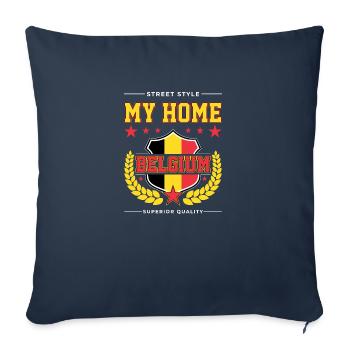 Ma Belgique d’origine - Housse de coussin décorative 45 x 45 cm - bleu marine - Devant
