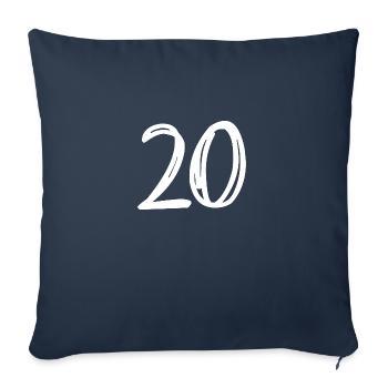 20 ANS. 20e ANNIVERSAIRE. ANNIVERSAIRE 20 ANS. 20 - Housse de coussin décorative 45 x 45 cm - bleu marine - Devant