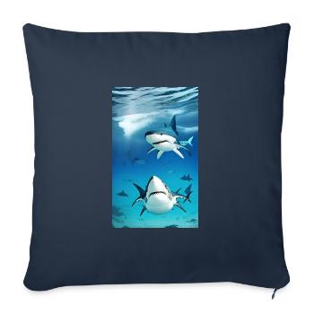 Shark | Great White Shark | Sea creature | Fish - Sofa pillowcase 17,3'' x 17,3'' (45 x 45 cm) - navy - Front