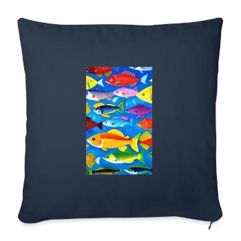 Fish | Pattern | Fish Patterns | Angler - Sofa pillowcase 17,3'' x 17,3'' (45 x 45 cm) - navy - Front