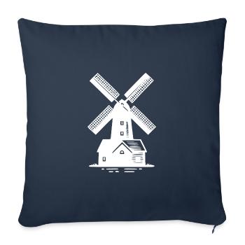 Moulin à vent classique pour les céréales et la farine - Housse de coussin décorative 45 x 45 cm - bleu marine - Devant