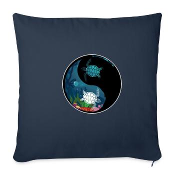 La tortue Ying Yan amoureux de la nature cadeau - Housse de coussin décorative 45 x 45 cm - bleu marine - Devant