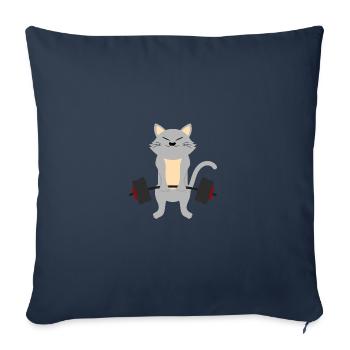 Haltérophiles pour chats - Housse de coussin décorative 45 x 45 cm - bleu marine - Devant