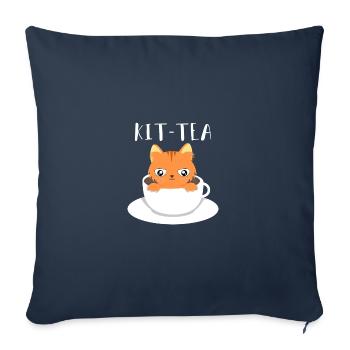 Tasse à thé pour chats - Housse de coussin décorative 45 x 45 cm - bleu marine - Devant