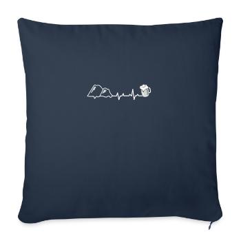 Heartbeat - hiking and beer. - Sofa pillowcase 17,3'' x 17,3'' (45 x 45 cm) - navy - Front