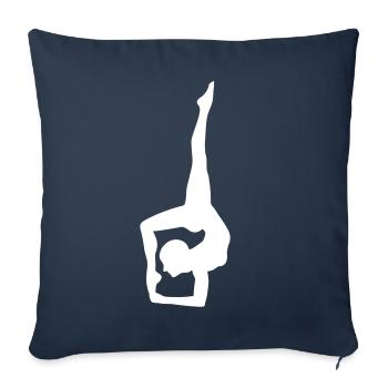 White yoga silhouette in articulated pose - Sofa pillowcase 17,3'' x 17,3'' (45 x 45 cm) - navy - Front