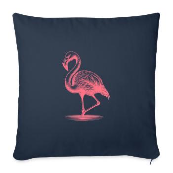 Elegant pink flamingo standing on one leg - Sofa pillowcase 17,3'' x 17,3'' (45 x 45 cm) - navy - Front