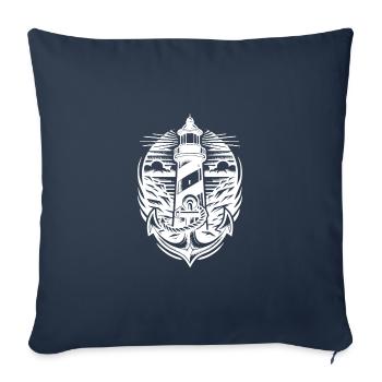 Lighthouse on the coast with anchor - Sofa pillowcase 17,3'' x 17,3'' (45 x 45 cm) - navy - Front