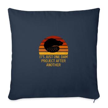 Bieber rongeur drôle de dicton - Housse de coussin décorative 45 x 45 cm - bleu marine - Devant