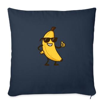 Bande dessinée banane - Housse de coussin décorative 45 x 45 cm - bleu marine - Devant