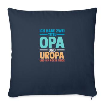 J’ai deux titres : Papy et Arrière-Grand-Pa - Housse de coussin décorative 45 x 45 cm - bleu marine - Devant