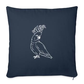 cacatoès portrait oiseau dessin - Housse de coussin décorative 45 x 45 cm - bleu marine - Devant