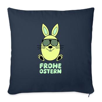 Joyeux lapin de Pâques - Housse de coussin décorative 45 x 45 cm - bleu marine - Devant