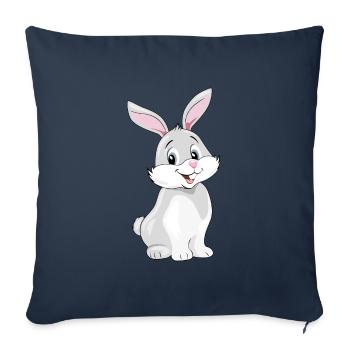 Cute smiling rabbit - Sofa pillowcase 17,3'' x 17,3'' (45 x 45 cm) - navy - Front
