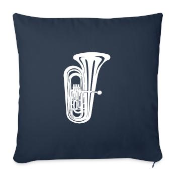 Tuba avec la tonalité la plus profonde de tous les cuivres - Housse de coussin décorative 45 x 45 cm - bleu marine - Devant