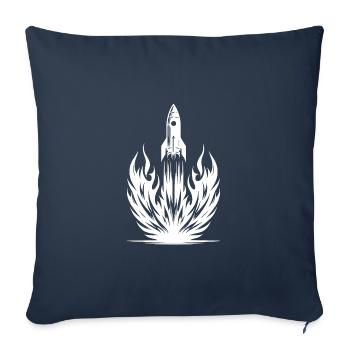 Lancement d’une fusée en flammes - Housse de coussin décorative 45 x 45 cm - bleu marine - Devant