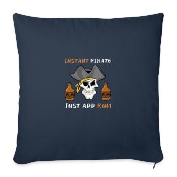 Pirate Rum Skull Gift Dicton - Housse de coussin décorative 45 x 45 cm - bleu marine - Devant
