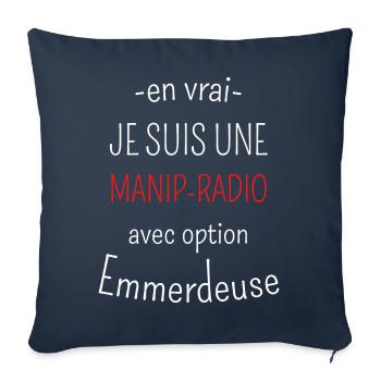 Manip Radio avec option emmerdeuse - Housse de coussin décorative 45 x 45 cm - bleu marine - Devant
