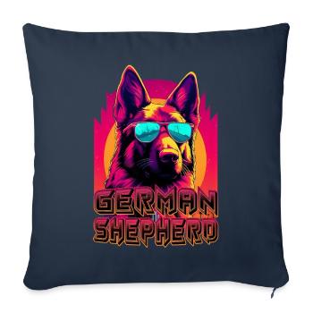 Deutscher Schäferhund mit Sonnenbrille - Sofakissenbezug 45 x 45 cm - Navy - Vorne