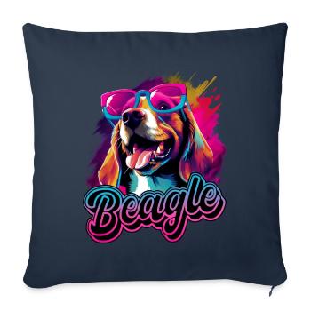 Beagle Hund mit Sonnenbrille - Sofakissenbezug 45 x 45 cm - Navy - Vorne