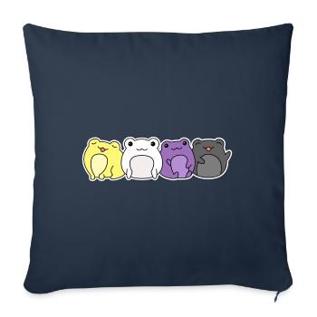 Conception de grenouille drapeau non binaire pour les fiers Enbys - Housse de coussin décorative 45 x 45 cm - bleu marine - Devant