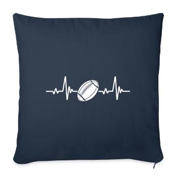 Rugby Battement de coeur joueur de rugby - Housse de coussin décorative 45 x 45 cm - bleu marine - Devant