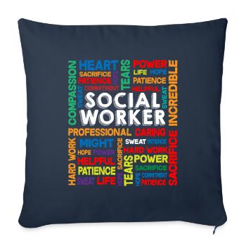 Social Work Month Social Worker Cadeau - Housse de coussin décorative 45 x 45 cm - bleu marine - Devant