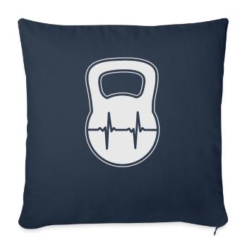 Cadeau d'ECG de battement de coeur de Kettlebell - Housse de coussin décorative 45 x 45 cm - bleu marine - Devant