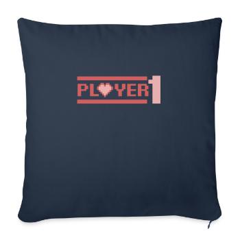 Joueur couple joueur joueur 1 - Housse de coussin décorative 45 x 45 cm - bleu marine - Devant