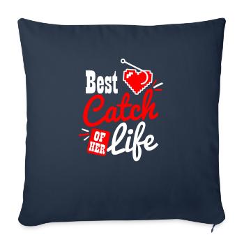 Couple pêchant le meilleur cadeau de sa vie - Housse de coussin décorative 45 x 45 cm - bleu marine - Devant