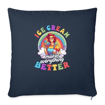 Un vendeur de crème glacée améliore tout - Housse de coussin décorative 45 x 45 cm - bleu marine - Devant