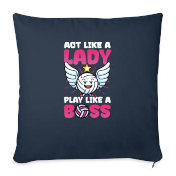 Joueur de volley-ball Act Lady Play - Housse de coussin décorative 45 x 45 cm - bleu marine - Devant