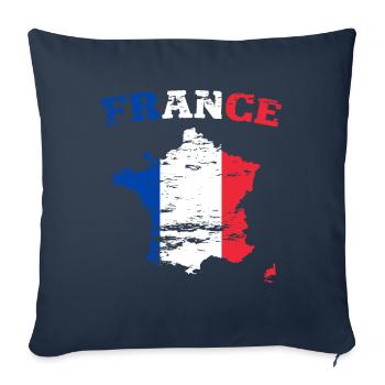 Carte murale de France Drapeau utilisé - Housse de coussin décorative 45 x 45 cm - bleu marine - Devant