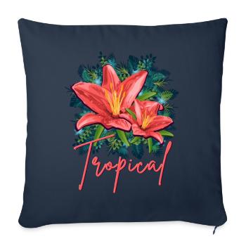 Jungle Leafs Tropical Design Hibiscus + Jungle - Sofa pillowcase 17,3'' x 17,3'' (45 x 45 cm) - navy - Front