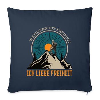 Spruch Wandern ist Freiheit / Ich liebe Freiheit - Sofakissenbezug 45 x 45 cm - Navy - Vorne