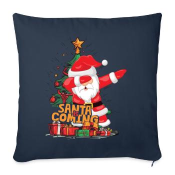Noël Père Noël Saint-Nicolas Dabbing - Housse de coussin décorative 45 x 45 cm - bleu marine - Devant