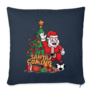 Noël Père Noël Saint-Nicolas Football - Housse de coussin décorative 45 x 45 cm - bleu marine - Devant