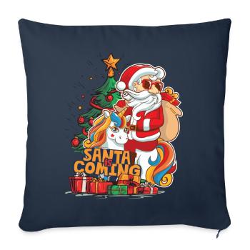 Weihnachten Santa Claus Nikolaus Einhorn - Sofakissenbezug 45 x 45 cm - Navy - Vorne