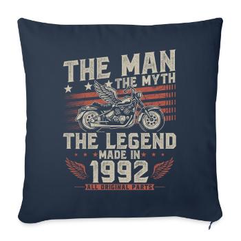 1992 Vintage Man Myth Legend Moto - Housse de coussin décorative 45 x 45 cm - bleu marine - Devant