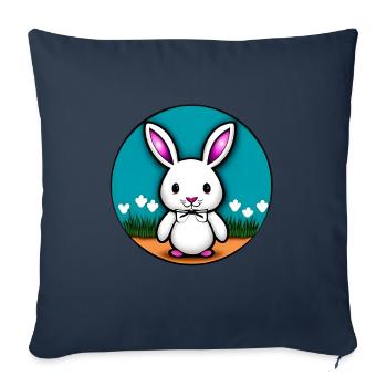 Lapin blanc mignon Lapin de Pâques blanc doux - Housse de coussin décorative 45 x 45 cm - bleu marine - Devant