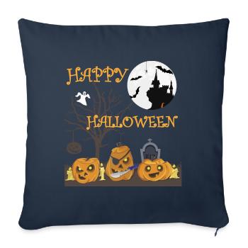 Halloween Creepy Pumpkin, T-Shirt de chauve-souris - Housse de coussin décorative 45 x 45 cm - bleu marine - Devant
