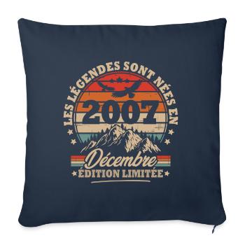 Cadeau D'anniversaire Nées En Décembre 2007 - Housse de coussin décorative 45 x 45 cm - bleu marine - Devant