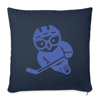 Hockey sur glace hibou silhouette harfang des neiges joueur - Housse de coussin décorative 45 x 45 cm - bleu marine - Devant